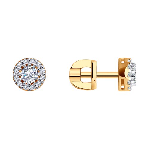 Cercei Pusete din aur roșu cu pietre Cubic Zirconia Incolor