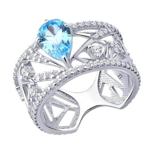 Inel din argint  cu pietre Cubic Zirconia Incolor, Cubic Zirconia Albastru