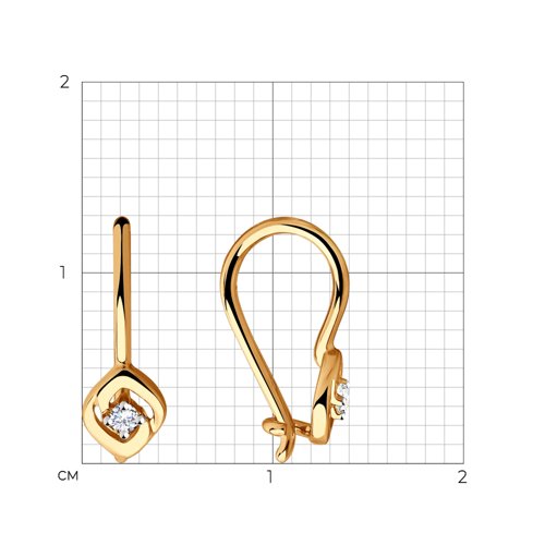 Cercei p-u copii din aur roșu cu pietre Cubic Zirconia Incolor