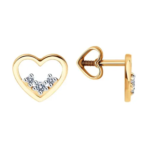 Cercei Pusete din aur roșu cu Cubic Zirconia Incolor