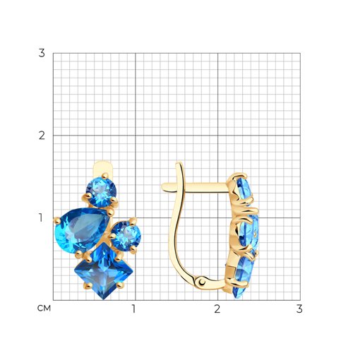 Cercei din aur roșu cu pietre Topaz Swarovski Albastru