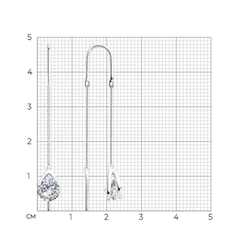Cercei Lanț din argint cu Cubic Zirconia Incolor