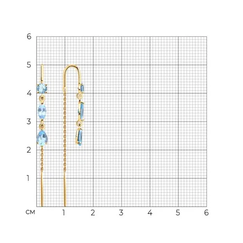 Cercei Lanț din aur roșu cu Topaz Swiss