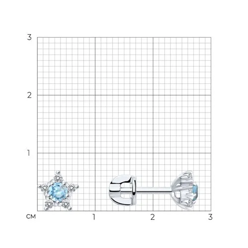 Cercei Pusete din argint cu Cubic Zirconia Incolor, Topaz albastru