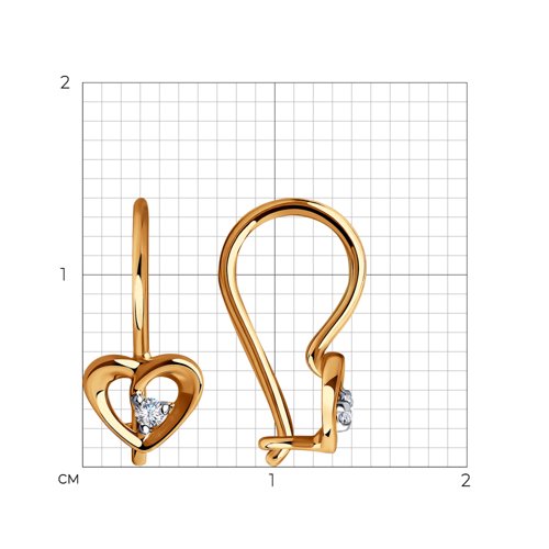 Cercei p-u copii din aur roșu cu pietre Cubic Zirconia Incolor