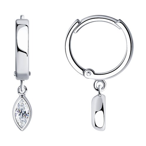 Cercei Creole din argint  cu pietre Cubic Zirconia Incolor