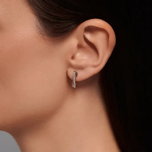 Cercei din aur roșu cu Cubic Zirconia Incolor