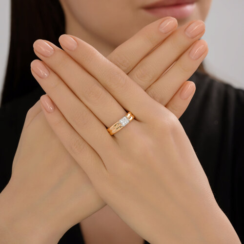 Inel din aur roșu cu pietre Cubic Zirconia Incolor