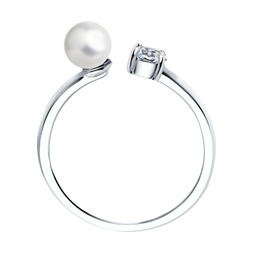 Inel din argint  cu pietre Cubic Zirconia Incolor, Perla Swarovski