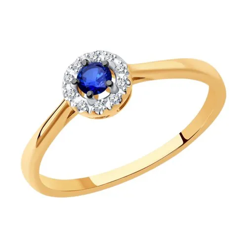 Inel din aur roșu cu Diamant, Safir