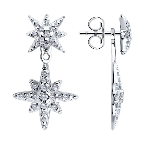 Cercei Pusete din argint  cu pietre Cubic Zirconia Incolor