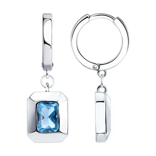 Cercei Creole din argint cu Cubic Zirconia Albastru