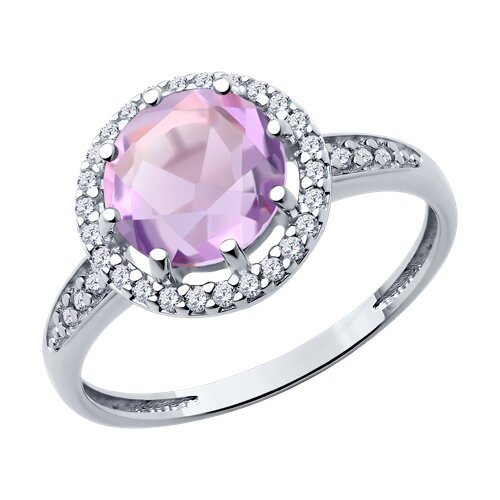Inel din argint  cu pietre Cubic Zirconia Incolor, Ametist