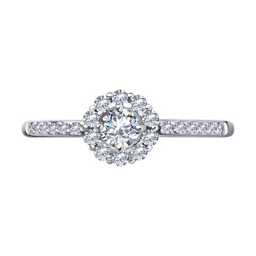 Inel din aur alb cu pietre Cubic Zirconia Incolor