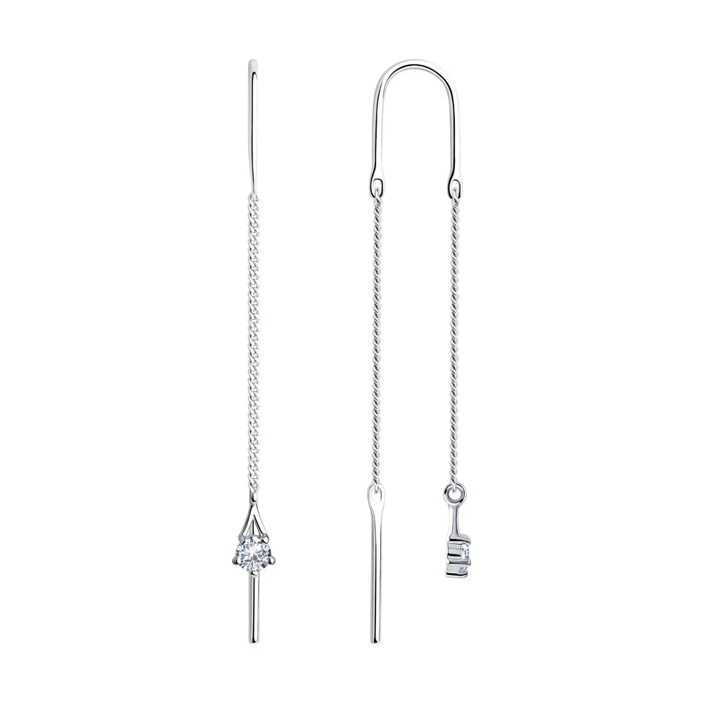 Cercei Lanț din argint cu Cubic Zirconia Incolor