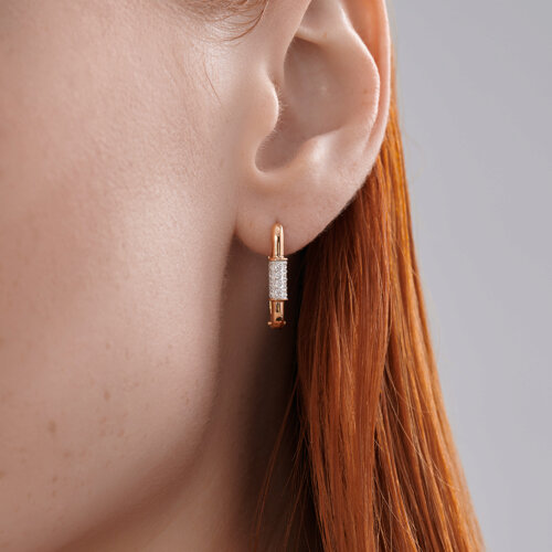 Cercei Creole din aur roșu cu pietre Cubic Zirconia Incolor