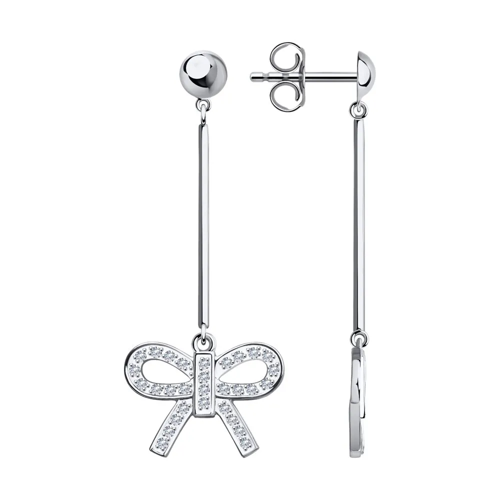 Cercei Pusete din aur alb cu Cubic Zirconia Incolor