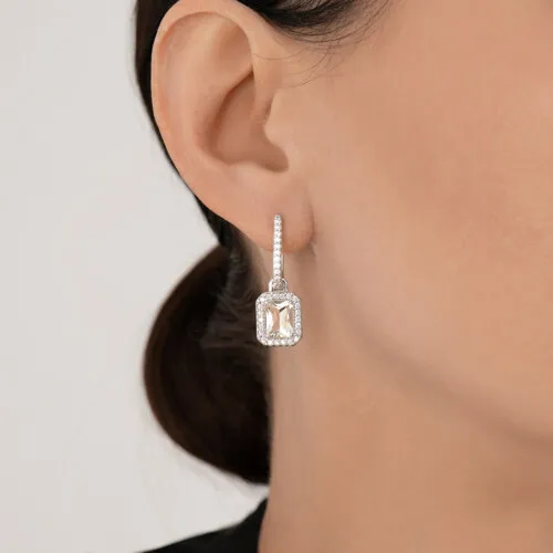 Cercei Suspendați din argint cu Cubic Zirconia Incolor, Prasiolit
