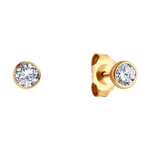 Cercei Pusete din aur roșu cu pietre Cubic Zirconia Incolor