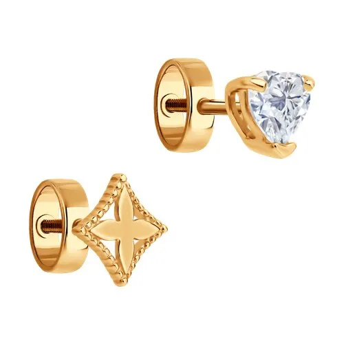 Cercei Pusete din aur roșu cu Cubic Zirconia Incolor
