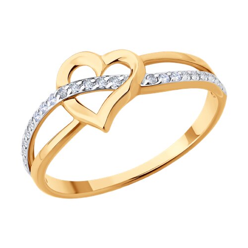 Inel din aur roșu cu pietre Cubic Zirconia Incolor
