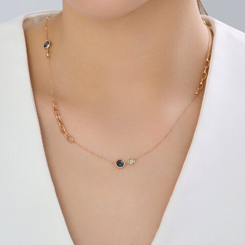 Colier din aur roșu cu pietre Topaz Swiss, Topaz London