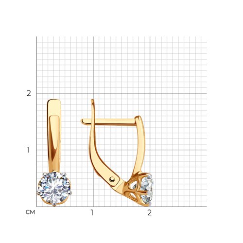 Cercei din aur roșu cu pietre Cubic Zirconia Incolor