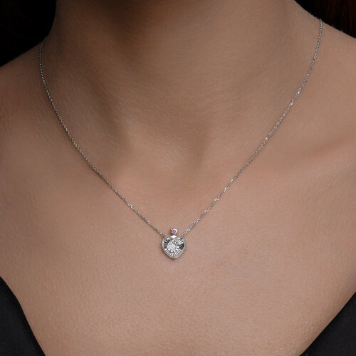 Colier din aur alb cu pietre Diamant, Rubin