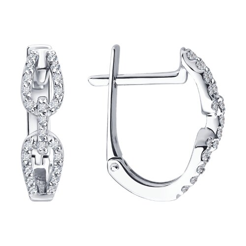 Cercei din aur alb cu pietre Diamant