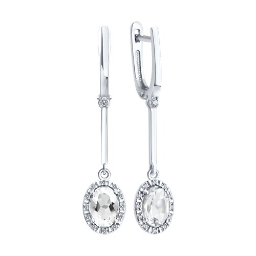 Cercei Suspendați din aur alb cu pietre Diamant, Diamant crescut și Cristal de munte