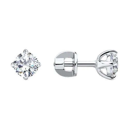 Cercei Pusete din aur alb cu Cubic Zirconia Incolor