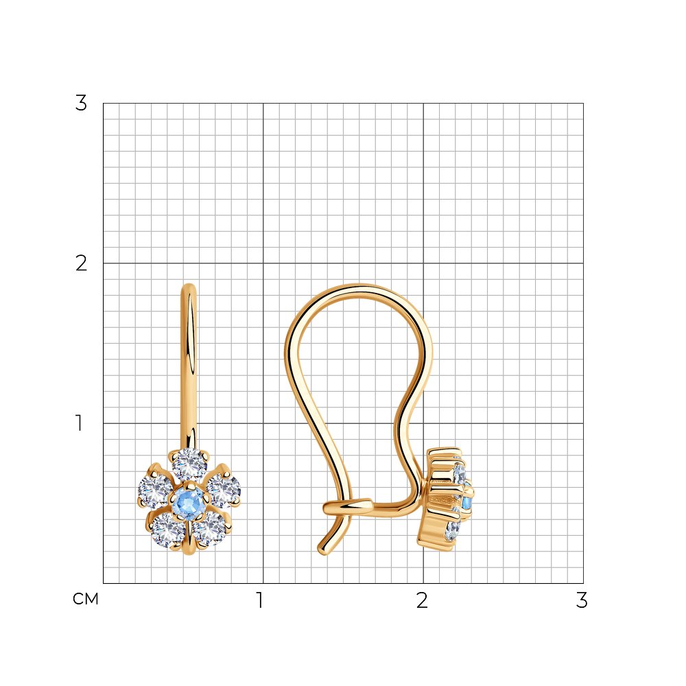 Cercei pentru copii din aur roșu cu pietre Cubic zirconia