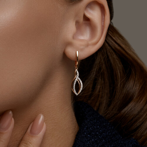 Cercei Suspendați din aur roșu cu pietre Cubic Zirconia Incolor