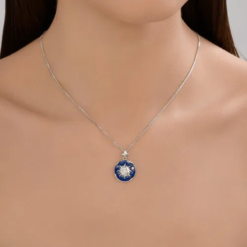 Colier din argint cu Cubic Zirconia Incolor, Emailare