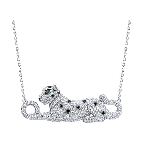 Colier din argint  cu pietre Cubic Zirconia Incolor, Cubic Zirconia Verde și Cubic Zirconia Negru