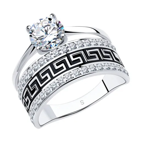 Inel din argint cu Cubic Zirconia Incolor, Emailare