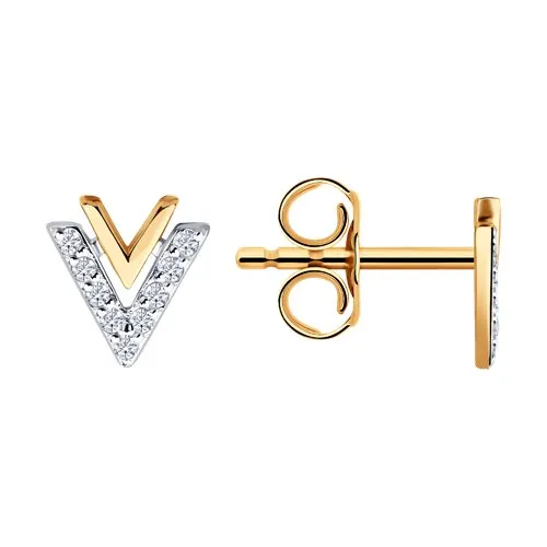 Cercei Pusete din aur roșu cu Cubic Zirconia Incolor