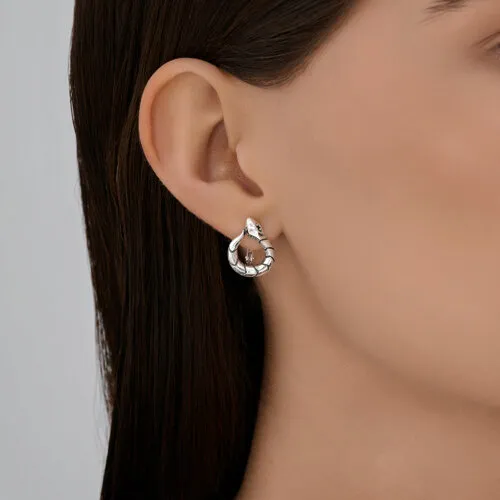 Серьги из серебра с камнями Фианит Чёрный