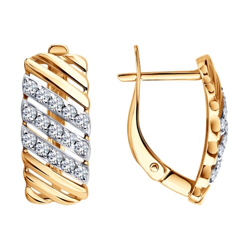 Cercei din aur roșu cu pietre Cubic Zirconia Incolor