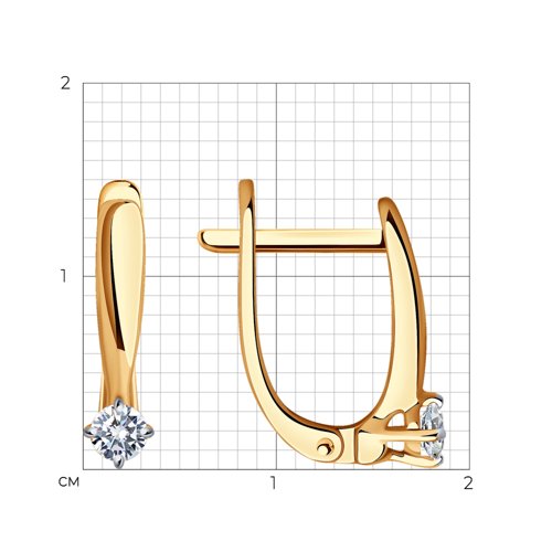 Cercei din aur roșu cu pietre Diamant