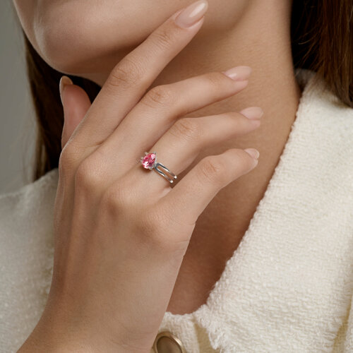 Inel din argint  cu pietre Cristal roz