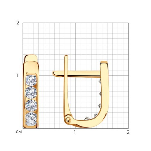 Cercei din aur roșu cu pietre Cubic Zirconia Incolor