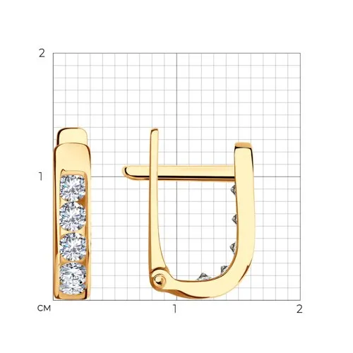 Cercei din aur roșu cu Cubic Zirconia Incolor
