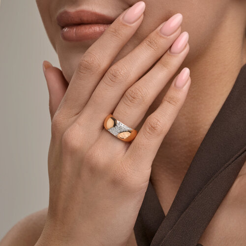 Inel din aur roșu cu pietre Diamant