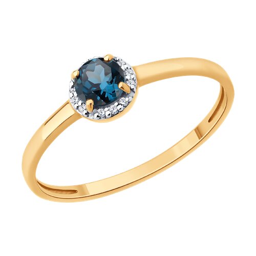 Inel din aur roșu cu pietre Diamant, Topaz London