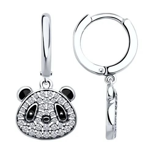 Cercei Creole din argint cu Cubic Zirconia Incolor, Emailare