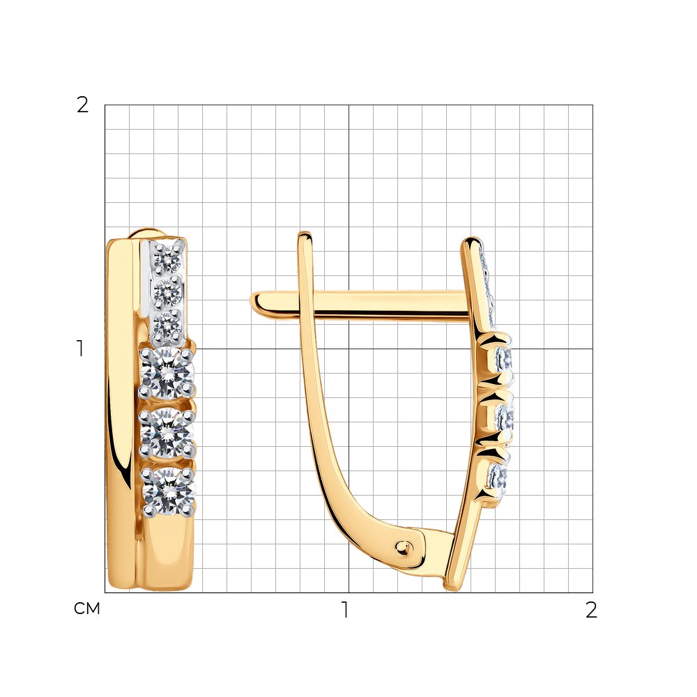Cercei din aur roșu cu pietre Cubic Zirconia Incolor