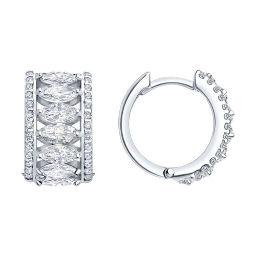 Серьги Конго из серебра с камнями Фианит