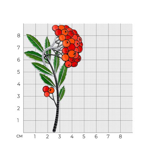 Брошь из серебра с камнями Фианит, Фианит Чёрный и Эмаль