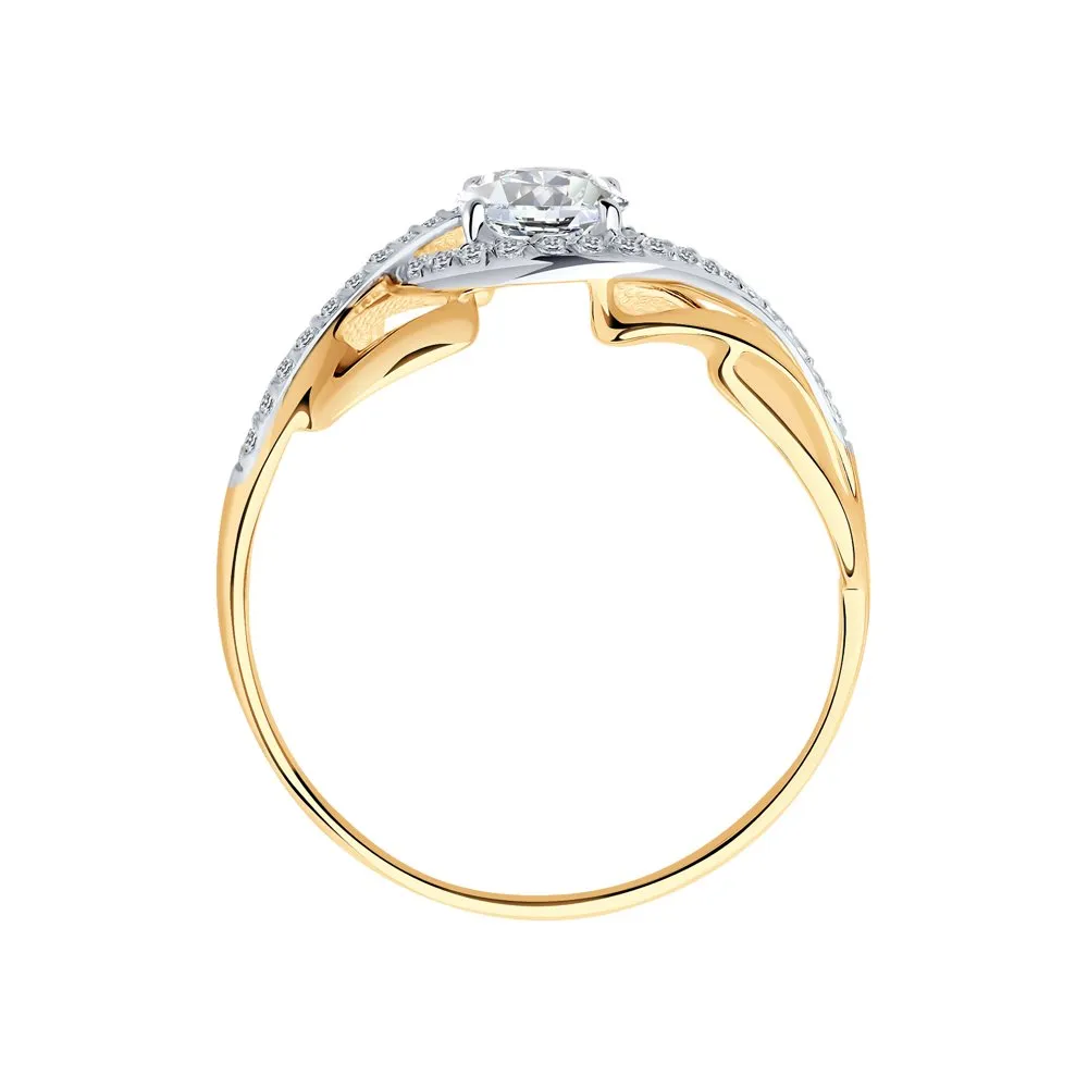 Inel din aur roșu cu Cubic Zirconia Incolor